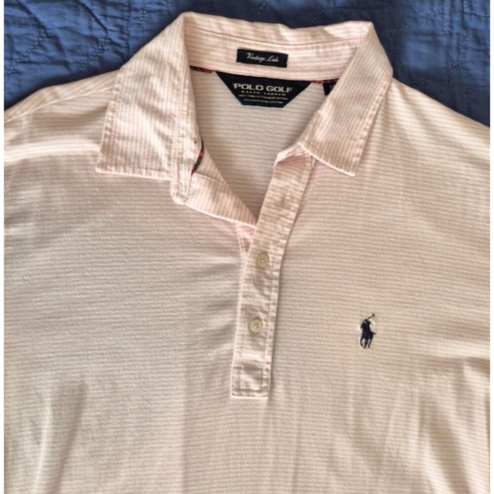Polo Golf Ralph Lauren S/S Shirt Mens Medium Pink Vintage Lisle 100% Pima Cotton